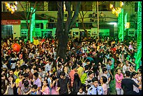 Street with Christmas eve crowds. Ho Chi Minh City, Vietnam (color)