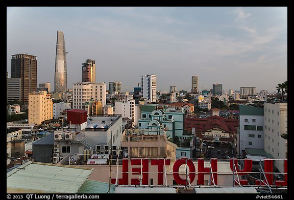 Rooftop view of Saigon skyline. Ho Chi Minh City, Vietnam (color)
