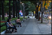 Park sidewalk at dusk. Ho Chi Minh City, Vietnam ( color)