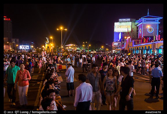 Street on New Year eve. Ho Chi Minh City, Vietnam (color)