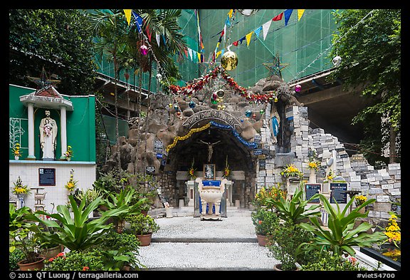 Grotto near Jeanne D'Arc Church, district 5. Ho Chi Minh City, Vietnam (color)