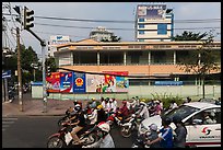 Traffic waiting at intersection. Ho Chi Minh City, Vietnam