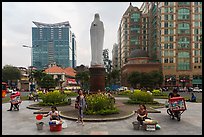 Statue on plazza in front of Notre Dame cathedral. Ho Chi Minh City, Vietnam