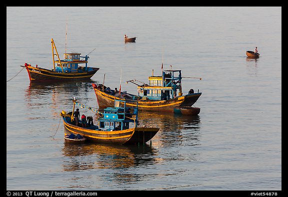 Fishing boats, early morning. Mui Ne, Vietnam (color)