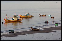 Beach and fishing boats from above. Mui Ne, Vietnam ( color)