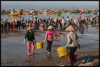 Women carrying baskets with shells. Mui Ne, Vietnam ( color)