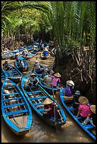 Traffic jam of boats, Phoenix Island. My Tho, Vietnam (color)