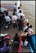People on ferry seen from above. Mekong Delta, Vietnam ( color)