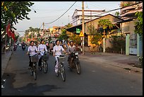 Schoolgirls on bicycles. Tra Vinh, Vietnam ( color)