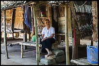 Woman at retreat hut, Hang Pagoda. Tra Vinh, Vietnam (color)