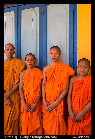 Novice monks, Hang Pagoda. Tra Vinh, Vietnam (color)