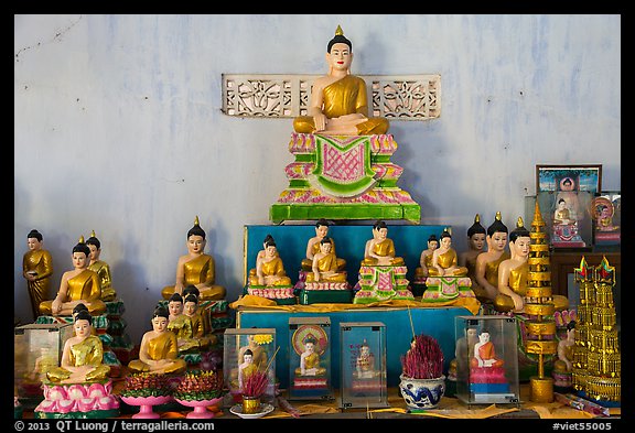 Buddha statues, Hang Pagoda. Tra Vinh, Vietnam (color)