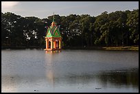 Spirit house in large pond. Tra Vinh, Vietnam ( color)