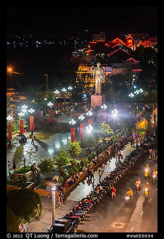 Can Tho waterfront from above at night. Can Tho, Vietnam (color)