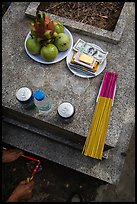 Traditional offering to the deceased. Ben Tre, Vietnam (color)