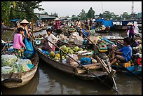 Produce transaction on Phung Diem floating market. Can Tho, Vietnam ( color)