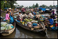 Produce transaction on Phung Diem floating market. Can Tho, Vietnam (color)