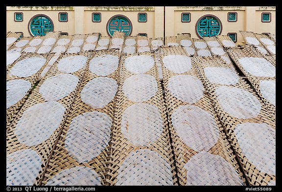 Rice paper wrappers being dried. Can Tho, Vietnam