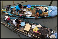 Two sampan boats side-by-side seen from above. Can Tho, Vietnam (color)