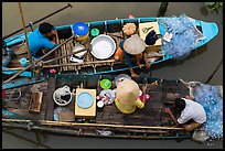 Two fishing sampans side-by-side seen from above. Can Tho, Vietnam (color)