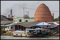 Boats and brick ovens. Sa Dec, Vietnam (color)