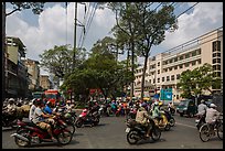 Motorcycle traffic near University of Medicine. Cholon, Ho Chi Minh City, Vietnam ( color)
