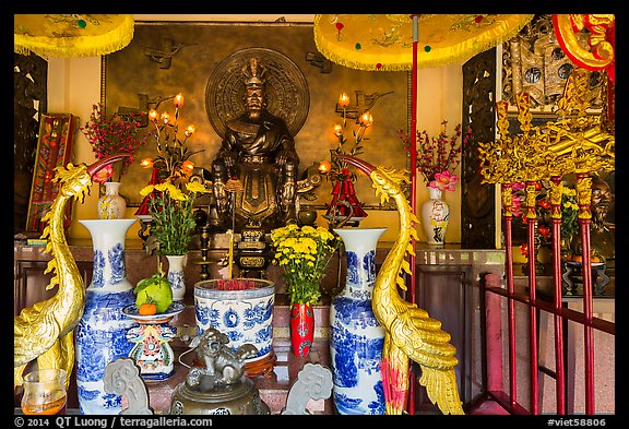 Altar of King Hung Vuong temple, Tao Dan park. Ho Chi Minh City, Vietnam (color)