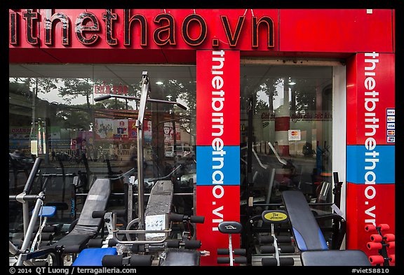 Store selling exercise equipment. Ho Chi Minh City, Vietnam (color)