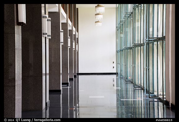 Corridor with shiny floor, Reunification Palace. Ho Chi Minh City, Vietnam (color)