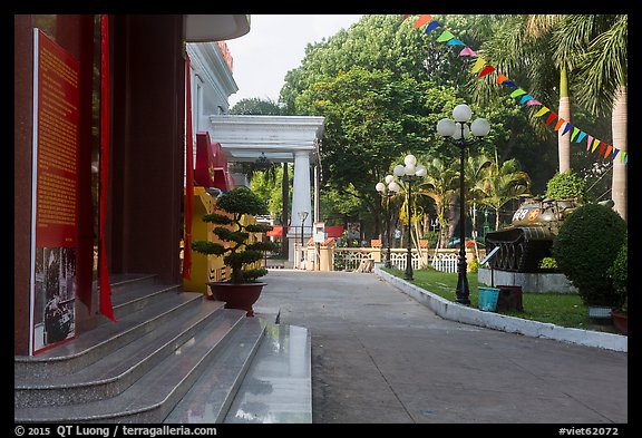 Photograph and tank that crashed through presidential palace. Ho Chi Minh City, Vietnam