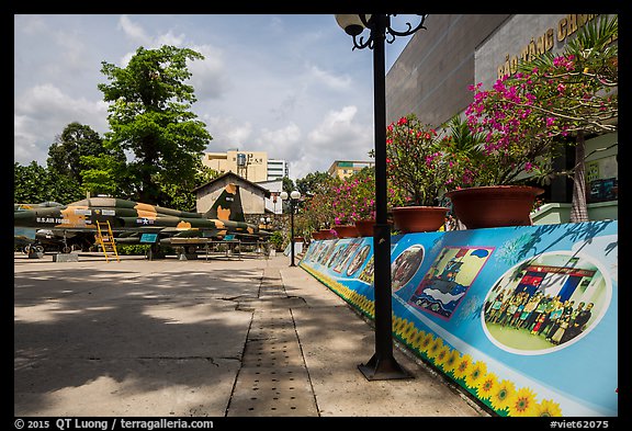 Paintings and photos from children for peace, warplanes, War Remnants Museum, district 3. Ho Chi Minh City, Vietnam