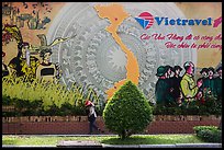 Lottery ticket child seller walking on sidewalk. Ho Chi Minh City, Vietnam ( color)