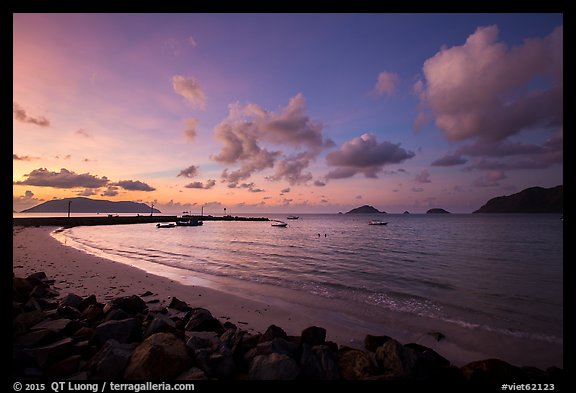 Harbor and Con Son Bay before sunrise. Con Dao Islands, Vietnam (color)