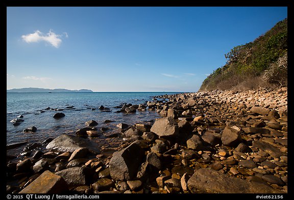 Rocky coastline, Bay Canh Island, Con Dao National Park. Con Dao Islands, Vietnam (color)