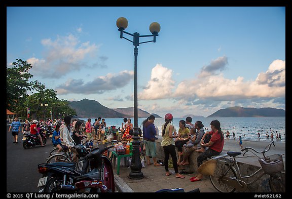 Waterfront becomes animated in late afternoon, Con Son. Con Dao Islands, Vietnam (color)