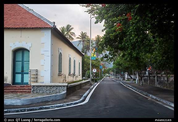 Old custom house and street, Con Son. Con Dao Islands, Vietnam (color)