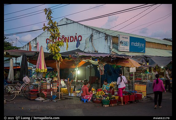 Con Dao market at dusk, Con Son. Con Dao Islands, Vietnam (color)