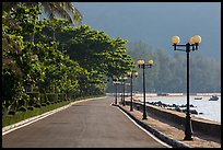 Deserted seafront promenade lined up with lamps, Con Son. Con Dao Islands, Vietnam ( color)