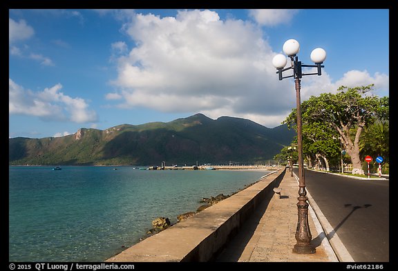 Deserted seafront street, Con Son. Con Dao Islands, Vietnam (color)