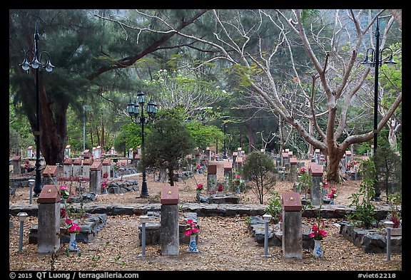 Graves, Hang Duong Cemetery. Con Dao Islands, Vietnam (color)