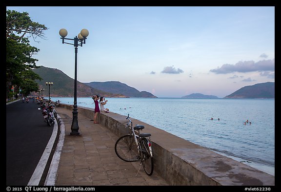 Calm evening on seafront promenade, Con Son. Con Dao Islands, Vietnam (color)