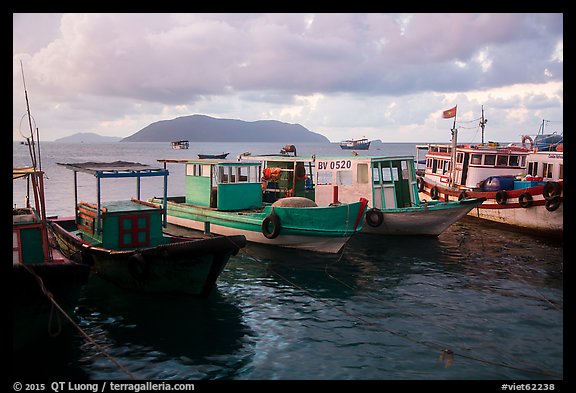 Fishing boats, early morning, Con Son harbor. Con Dao Islands, Vietnam (color)