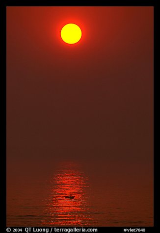 Sunrise and boats, Dong Hoi. Vietnam (color)