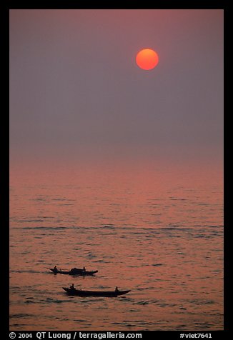 Sunrise and boats, Dong Hoi. Vietnam