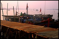 Pier and fishing boats, Nhat Le River, Dong Hoi. Vietnam ( color)