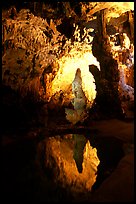 Cave formations reflected in a pond, lower cave, Phong Nha Cave. Vietnam