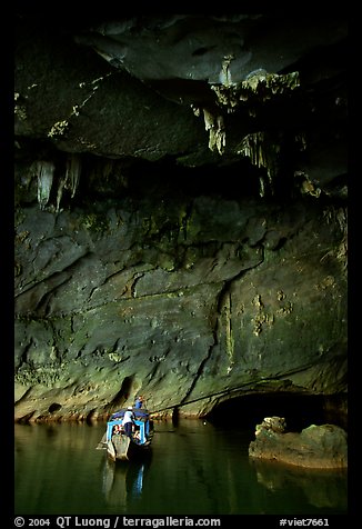 Boat and tunnel, Phong Nha Cave. Vietnam (color)