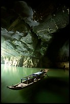 Boat inside the lower cave, Phong Nha Cave. Vietnam