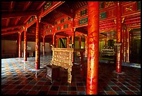 Main room of the temple inside the Minh Mang Mausoleum. Hue, Vietnam