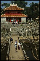 Alley and pavilion inside the Minh Mang Mausoleum. Hue, Vietnam